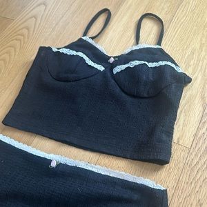 Black midi skirt set